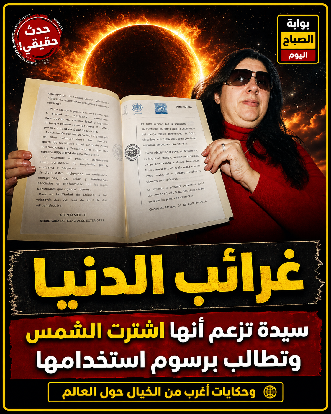 سيدة اشترت الشمس بعقد مسجل .. أغرب قضايا الملكية حول العالم